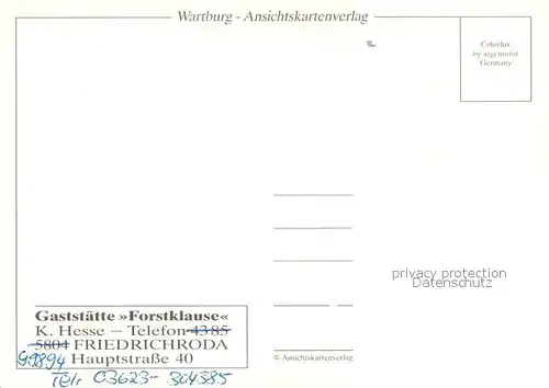 AK / Ansichtskarte Friedrichroda Gaststaette Forstklause Friedrichroda