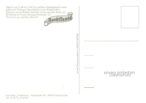 AK / Ansichtskarte Friedrichroda Gaststaette Forstklause Friedrichroda