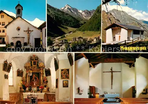 AK / Ansichtskarte Samnaun_Dorf Altes und neues Gotteshaus Kirche Altar Alpen Samnaun Dorf