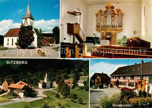 AK / Ansichtskarte Sitzberg Ortsansicht mit Kirche Kanzel Orgel Gasthaus Schmidrueti Sitzberg