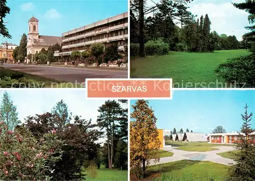 AK / Ansichtskarte Szarvas Motiv mit Kirche Park Bungalows Szarvas
