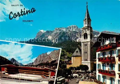 AK / Ansichtskarte Cortina_d_Ampezzo Ortsmotiv mit Kirche Dolomiten Cortina_d_Ampezzo