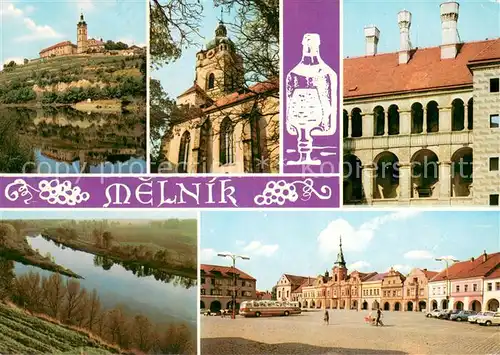 AK / Ansichtskarte Melnik_Tschechien Schloss Zusammenfluss der Elbe und Moldau Friedensplatz Melnik Tschechien