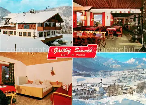 AK / Ansichtskarte Reit_Winkl Gasthof Pension Sonneck Fremdenzimmer Restaurant Winterpanorama Alpen Reit_Winkl
