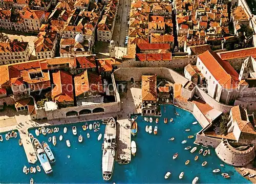 AK / Ansichtskarte Dubrovnik_Ragusa Hafen Altstadt Festung Fliegeraufnahme Dubrovnik Ragusa