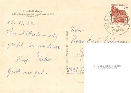 AK / Ansichtskarte Utting_Ammersee Elisabeth Heim Utting Ammersee