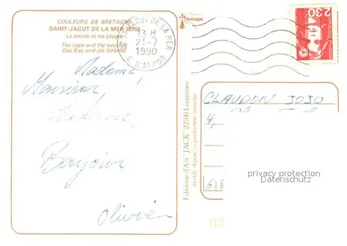 AK / Ansichtskarte Saint Jacut de la Mer La pointe et les plages vue aerienne Collection Couleurs de Bretagne Saint Jacut de la Mer