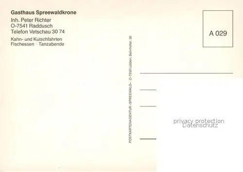 AK / Ansichtskarte Raddusch Gasthaus Spreewaldkrone Raddusch
