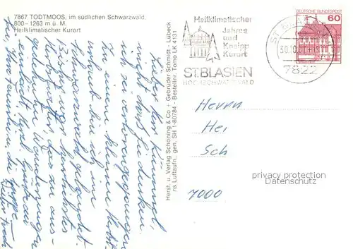 AK / Ansichtskarte Todtmoos Fliegeraufnahme Todtmoos