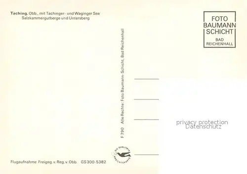 AK / Ansichtskarte Taching_See Fliegeraufnahme Waginger See Salzkammergut Untersberg Taching See