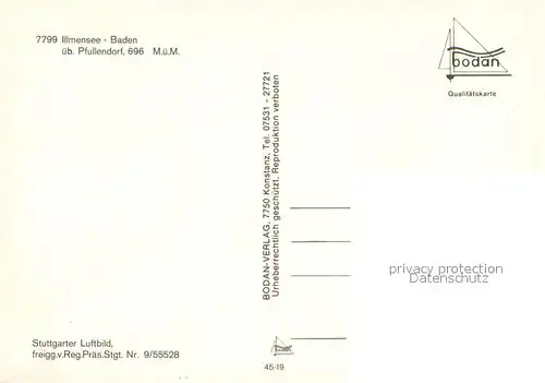 AK / Ansichtskarte Illmensee Fliegeraufnahme Pfullendorf Illmensee