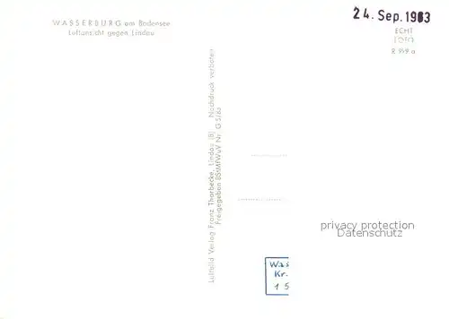 AK / Ansichtskarte Lindau_Bodensee Fliegeraufnahme Wasserburg  Lindau Bodensee