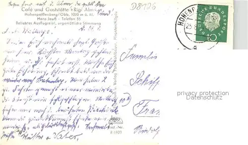 AK / Ansichtskarte Hohenpeissenberg Cafe Gaststaette Rigi Alm Hohenpeissenberg