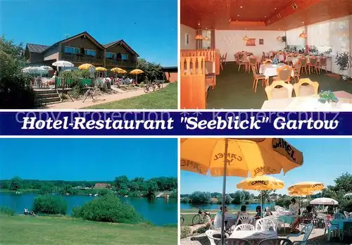 AK / Ansichtskarte Gartow_Elbe Hotel Restaurant Seeblick Fremdenzimmer Uferpromenade Gartow Elbe