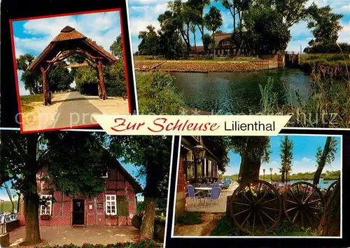 AK / Ansichtskarte Lilienthal_Bremen Gaststaette Zur Schleuse Terrasse Wagenrad Lilienthal Bremen