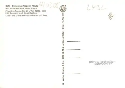 AK / Ansichtskarte Lensahn Cafe Restaurant Wappen Klause Lensahn