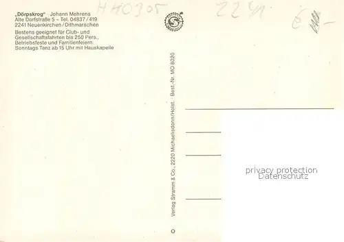 AK / Ansichtskarte Neuenkirchen_Dithmarschen Doerpskrog Gaststaette Restaurant Neuenkirchen Dithmarschen