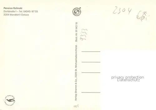 AK / Ansichtskarte Wendtorf Pension Rolinski Gaestezimmer Fruehstuecksraum Wendtorf