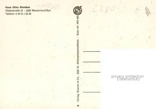 AK / Ansichtskarte Westerland_Sylt Haus Okke Bleicken Westerland_Sylt