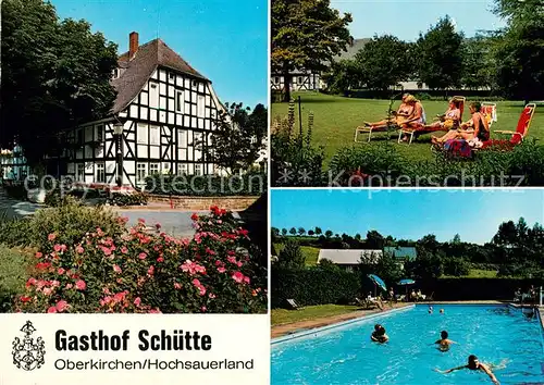 AK / Ansichtskarte Oberkirchen_Sauerland Gasthof Schuette Liegewiese Swimming Pool Oberkirchen_Sauerland