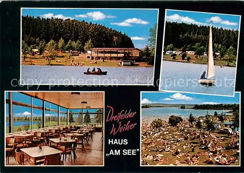 AK / Ansichtskarte Schmidthahn Gaststaette Haus am See Campingplatz Dreifelder Weiher Segeln Schmidthahn