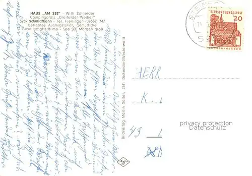 AK / Ansichtskarte Schmidthahn Gaststaette Haus am See Dreifelder Weiher Schmidthahn