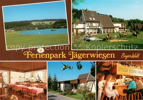 AK / Ansichtskarte Erlauzwiesel Ferienpark Jaegerwiesen Restaurant Bar Reiten See Landschaftspanorama Bayerischen Wald Erlauzwiesel