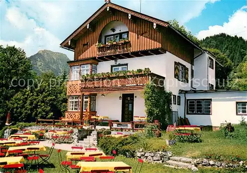 AK / Ansichtskarte Oberaudorf_Inn Restaurant Cafe Pension Hummelei Blick zum Bruennstein Mangfallgebirge 
