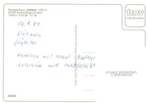 AK / Ansichtskarte Steibis Berggasthaus Imberg Gaststube Fremdenzimmer Allgaeuer Alpen Steibis
