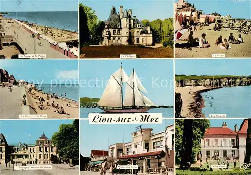 AK / Ansichtskarte Lion sur Mer La Digue et la Plage Le Chateau Les Faloises Tanagra Maison des Enfants Salle des Fetes Villa Vista Lion sur Mer