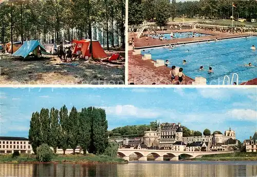 AK / Ansichtskarte Amboise Ile dOr Le camping La piscine La Maison de la Jeunesse et le panorama sur le Chateau Amboise