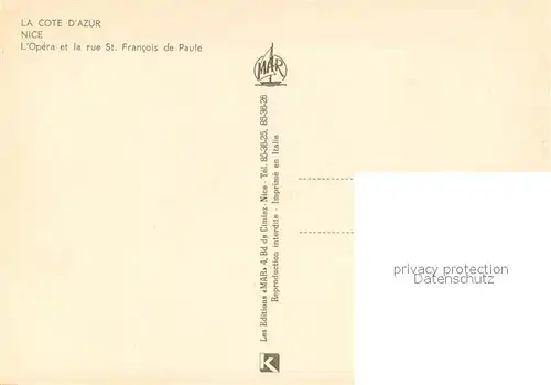 AK / Ansichtskarte Nice_Alpes_Maritimes Opera et la rue St Francois de Paule Nice_Alpes_Maritimes