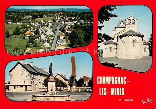 AK / Ansichtskarte Champagnac les Mines Vue generale Eglise La Place et la Fontaine 
