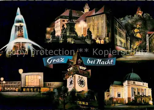 AK / Ansichtskarte Graz_Steiermark Stadtmotive bei Nacht Graz_Steiermark