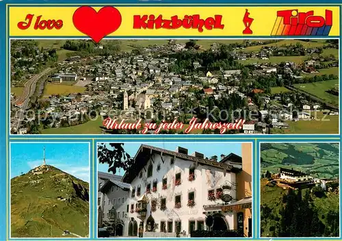 AK / Ansichtskarte Kitzbuehel_Tirol Fliegeraufnahmen Gipfel Harisch Hotel Goldener Greif Kitzbuehel Tirol
