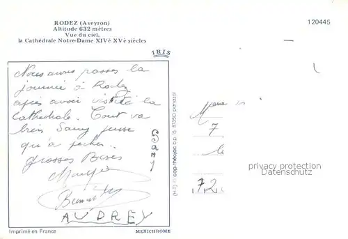 AK / Ansichtskarte Rodez Vue aerienne la Cathedrale Notre Dame Rodez