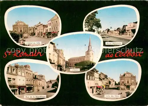 AK / Ansichtskarte Saint Romain de Colbosc Hotel de Ville Eglise Rue de la Republique Route Nationale Salle des Fetes Saint Romain de Colbosc