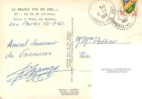 AK / Ansichtskarte Ile de Re Pointe et Phare des Baleines Vue aerienne Ile de Re