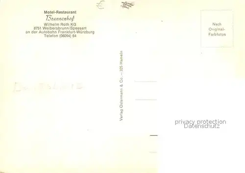AK / Ansichtskarte Weibersbrunn Motel Restaurant Brunnenhof Weibersbrunn