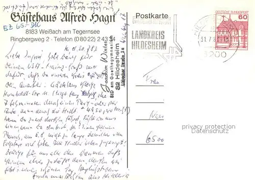 AK / Ansichtskarte Weissach_Rottach Egern Gaestehaus Alfred Hagn Weissach Rottach Egern