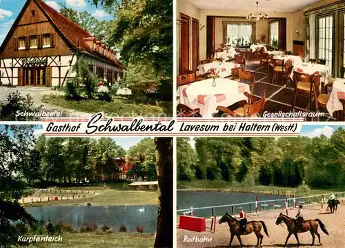 AK / Ansichtskarte Lavesum Gasthof zum Schwalbental Gesellschaftsraum Karpfenteich Reitplatz Lavesum