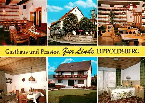AK / Ansichtskarte Lippoldsberg Gasthaus Pension zur Linde Gaststube Fremdenzimmer Lippoldsberg