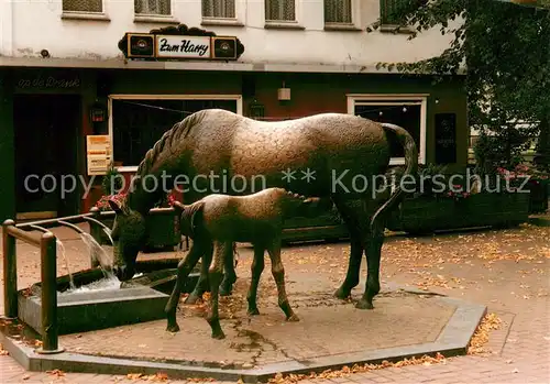 AK / Ansichtskarte Wickrath_Moenchengladbach Pferdebrunnen Gaststaette zum Harry Wickrath_Moenchengladbach