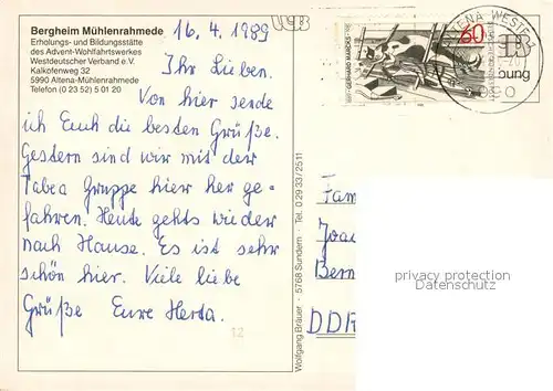 AK / Ansichtskarte Muehlenrahmede Bergheim Erholungs  und Bildungsstaette Swimming Pool Muehlenrahmede