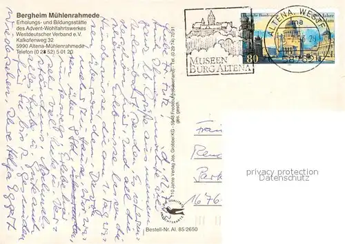 AK / Ansichtskarte Muehlenrahmede Bergheim Erholungs  und Bildungsstaette Kinderspielplatz Tiergehege Muehlenrahmede