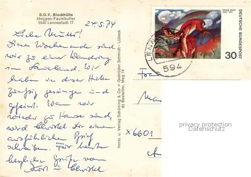 AK / Ansichtskarte Meggen_Faulebutter S.G.V. Blockhuette Gaesteraum Gedenkstein 