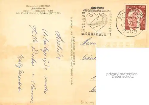 AK / Ansichtskarte Haffkrug_Ostseebad Hotel Restaurant Cafe Strandhalle Strand Ansicht vom Meer aus Haffkrug_Ostseebad
