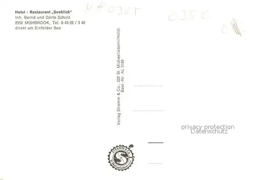 AK / Ansichtskarte Muehbrook Hotel Restaurant Seeblick am Einfelder See Muehbrook