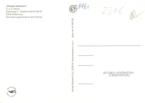 AK / Ansichtskarte Kalifornien_Ostseebad Pension Seemoeve Kalifornien_Ostseebad