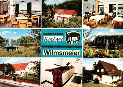 AK / Ansichtskarte Bad_Randringhausen Kurhaus Wilmsmeier Gaesteraum Kuranwendung Park See Bad_Randringhausen